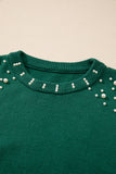 Evergreen Pearled Drop Shoulder Round Neck Sweater